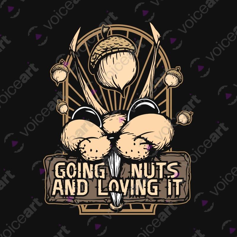 VOICEART Black Watermark Squirrel Going Nuts Funny Animals T-Shirt with Premium Quality Graphic Bush Going Crazy Tee