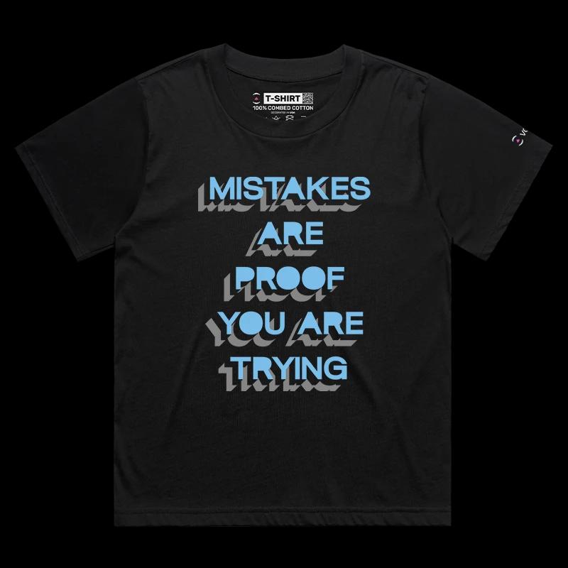 VOICEART Black Female Loose Mistakes are Proof Trying Lifestyle T-Shirt Premium Graphic Motivational Self Development Tee