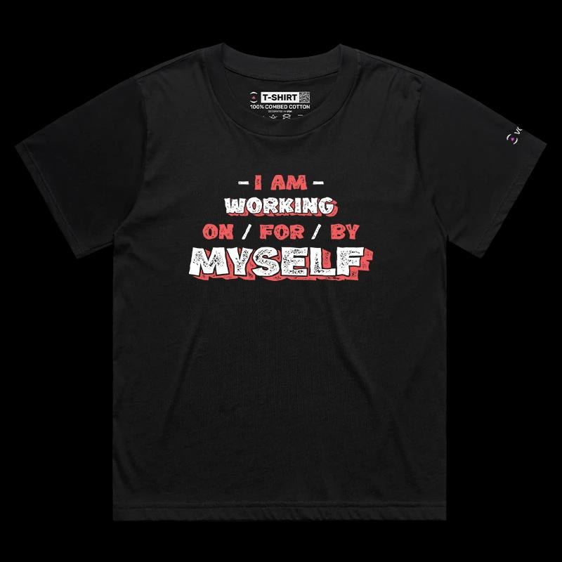 VOICEART Black Female Loose Self Reliance Lifestyle TShirt Premium Graphic Motivational Message Confidence Independence Tee