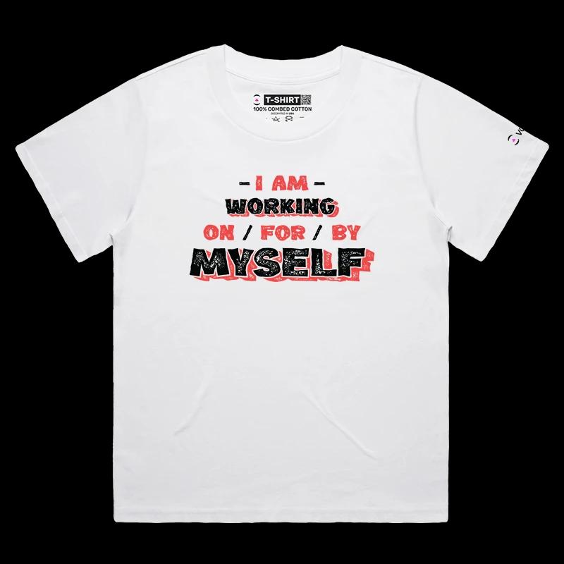 VOICEART White Female Loose Self Reliance Lifestyle TShirt Premium Graphic Motivational Message Confidence Independence Tee