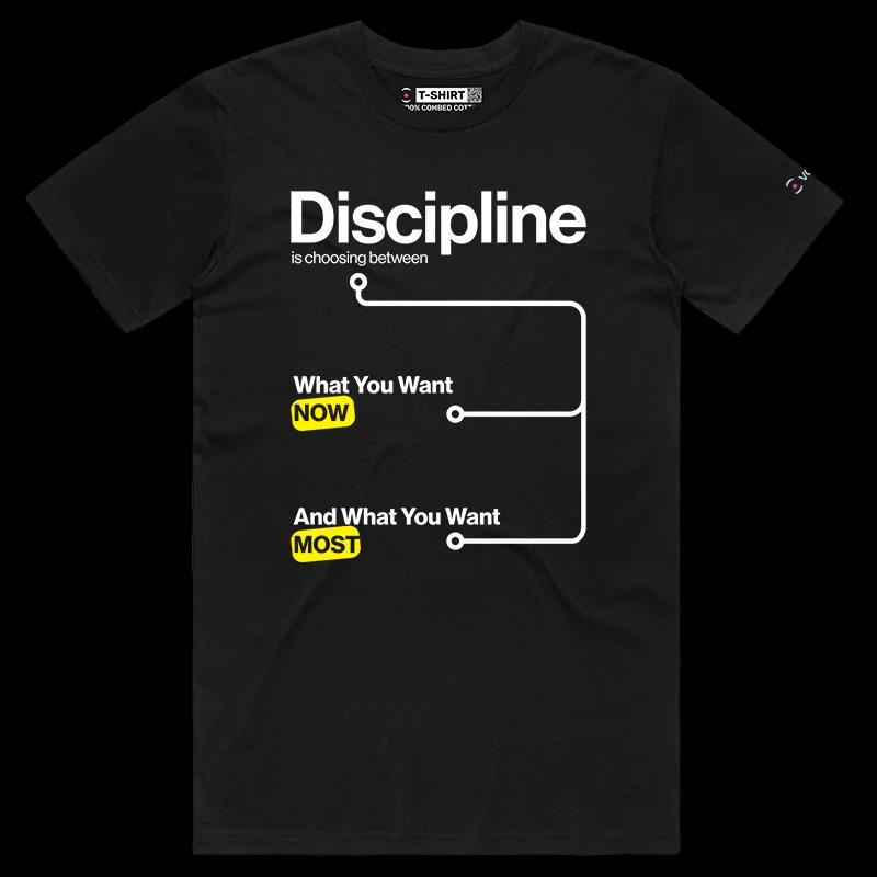 VOICEART Black Male Regular Clean Chart Discipline Lifestyle Shirt Premium Motivational Tee for Making Hard Decisions