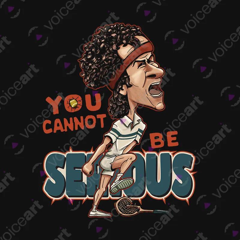 VOICEART Black Watermark McEnroe Tennis Icon Sports T-Shirt with Premium Graphic Old School Champion Tee for Tennis Fans