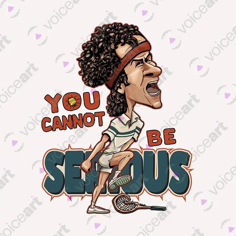 VOICEART White Watermark McEnroe Tennis Icon Sports T-Shirt with Premium Graphic Old School Champion Tee for Tennis Fans