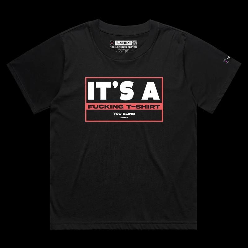 VOICEART Black Female Loose Bad Vision Funny and Offensive Shirt Premium Microscopic Print Tee with Shortsighted Insult