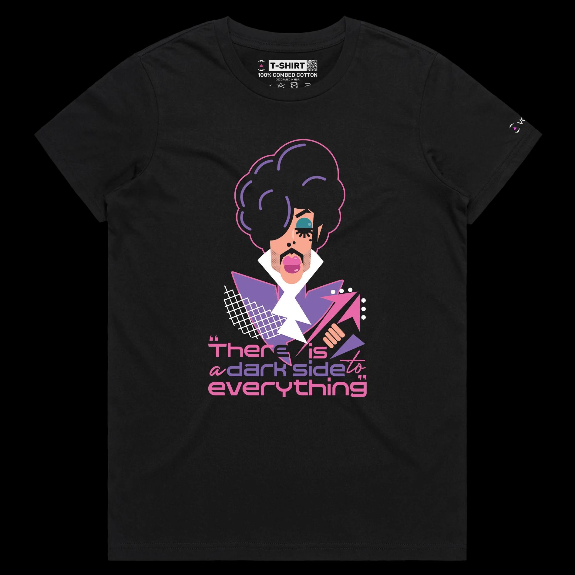 VOICEART Black Female Regular Prince Dark Side Quote T-Shirt with Premium Quality Graphic Design Music Iconic Superstar Tee