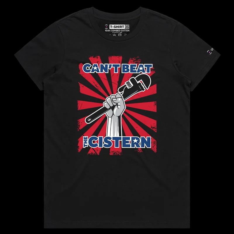 VOICEART Black Female Regular Plumber with a Wrench Funny T-Shirt with Premium Graphic Design Cistern and System Wordplay Tee