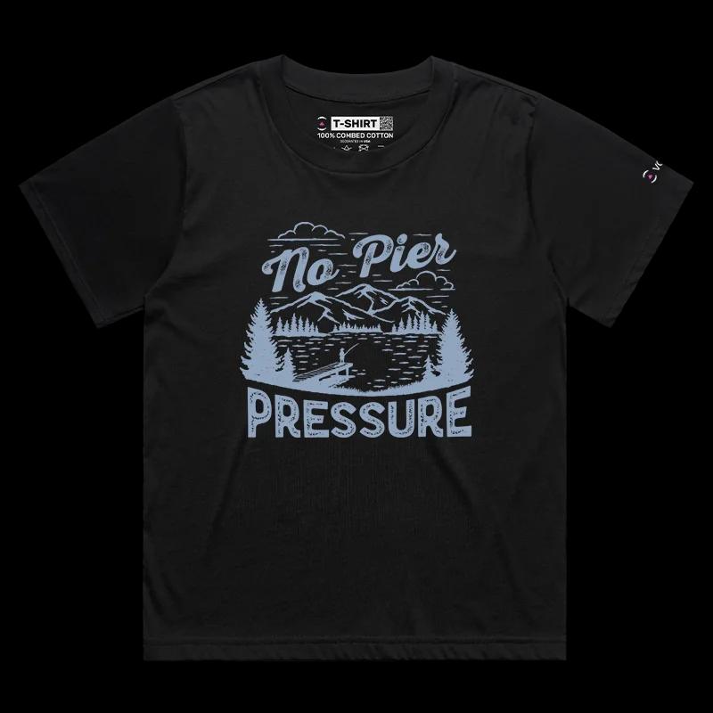 VOICEART Black Female Loose A Man Catching Fish Funny Shirt Premium Graphic Fishing in The Lake Wordplay Tee for Fishermans