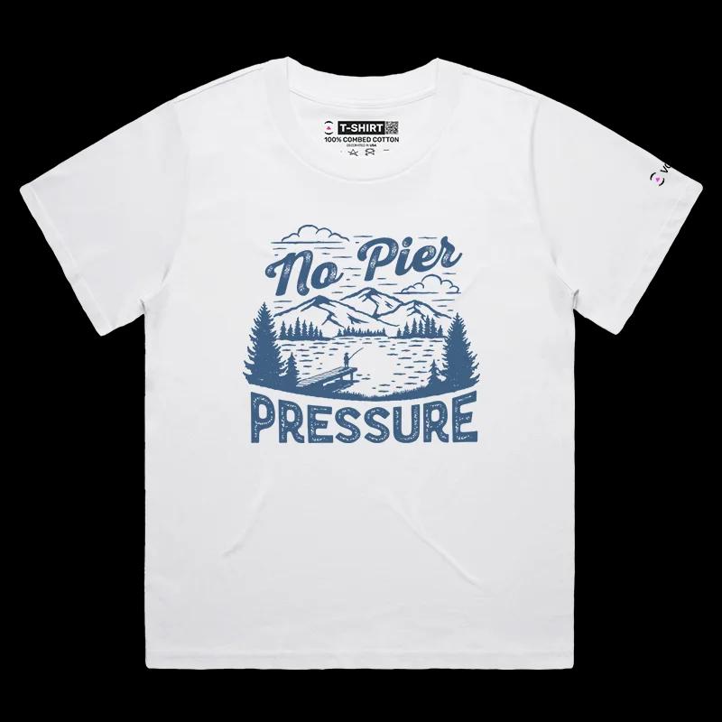 VOICEART White Female Loose A Man Catching Fish Funny Shirt Premium Graphic Fishing in The Lake Wordplay Tee for Fishermans