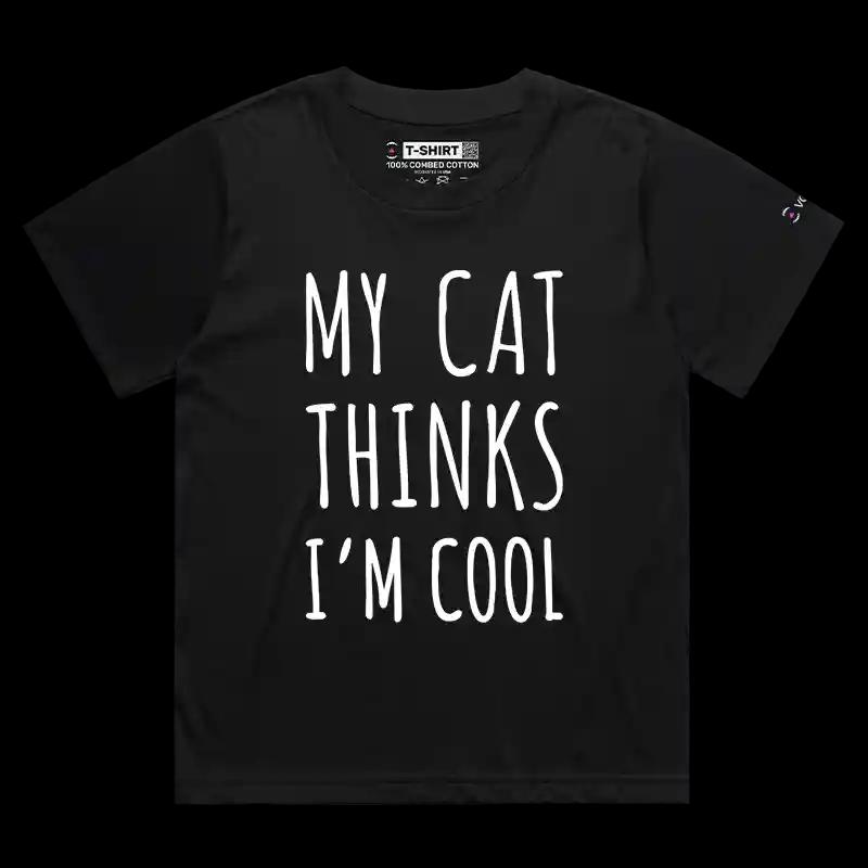 VOICEART Black Female Loose My Dog My Cat Thinks I Am Cool Funny Animals T-Shirt Premium Mens Womens Tee Pet Owners v2