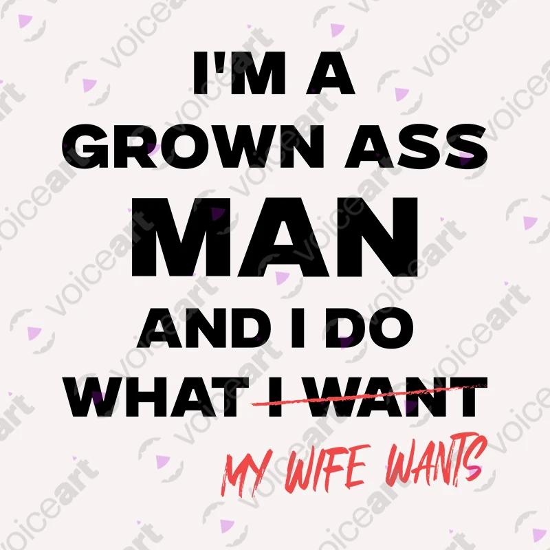 VOICEART White Watermark I Do What My Wife Wants Funny T-Shirt Premium Graphic Sarcastic Husband Jokes Humor Tee for Men