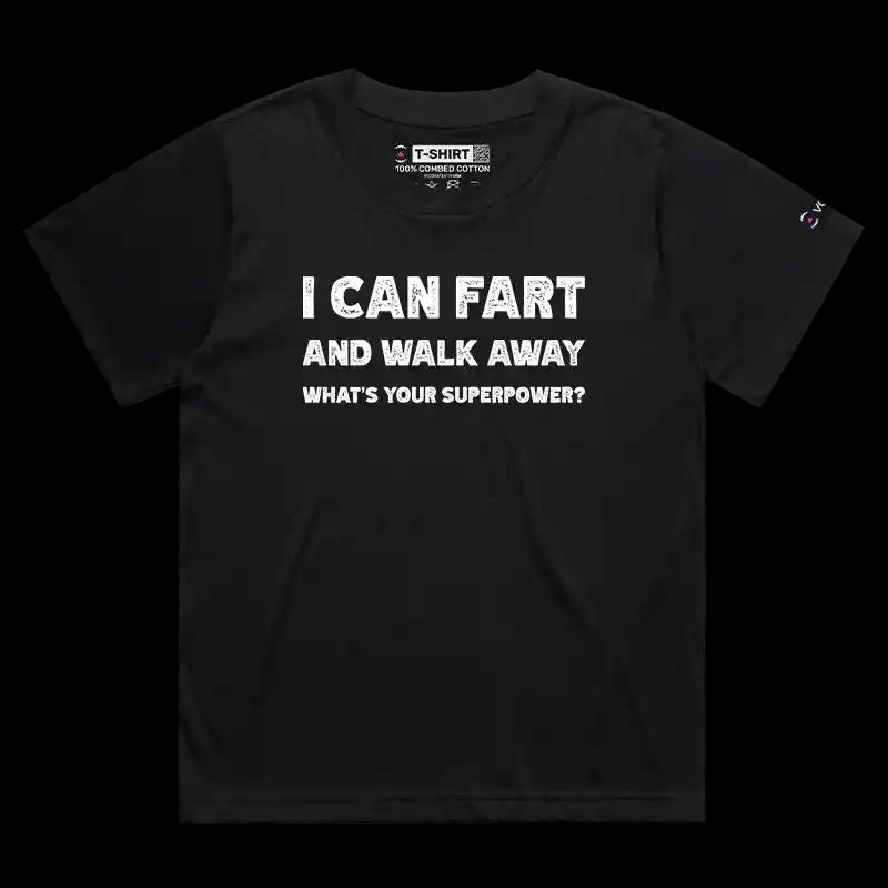 VOICEART Black Female Loose What is Your Superpower Funny Fart T-Shirt Premium Graphic Sarcasm Dad Jokes and Humor Tee