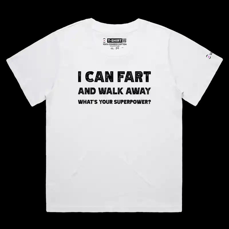 VOICEART White Female Loose What is Your Superpower Funny Fart T-Shirt Premium Graphic Sarcasm Dad Jokes and Humor Tee