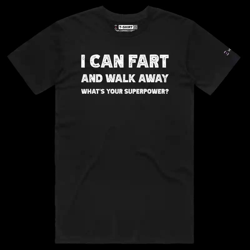 VOICEART Black Male Regular What is Your Superpower Funny Fart T-Shirt Premium Graphic Sarcasm Dad Jokes and Humor Tee