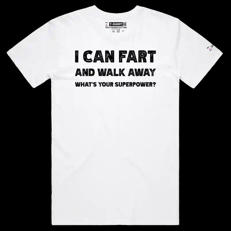 VOICEART White Male Regular What is Your Superpower Funny Fart T-Shirt Premium Graphic Sarcasm Dad Jokes and Humor Tee