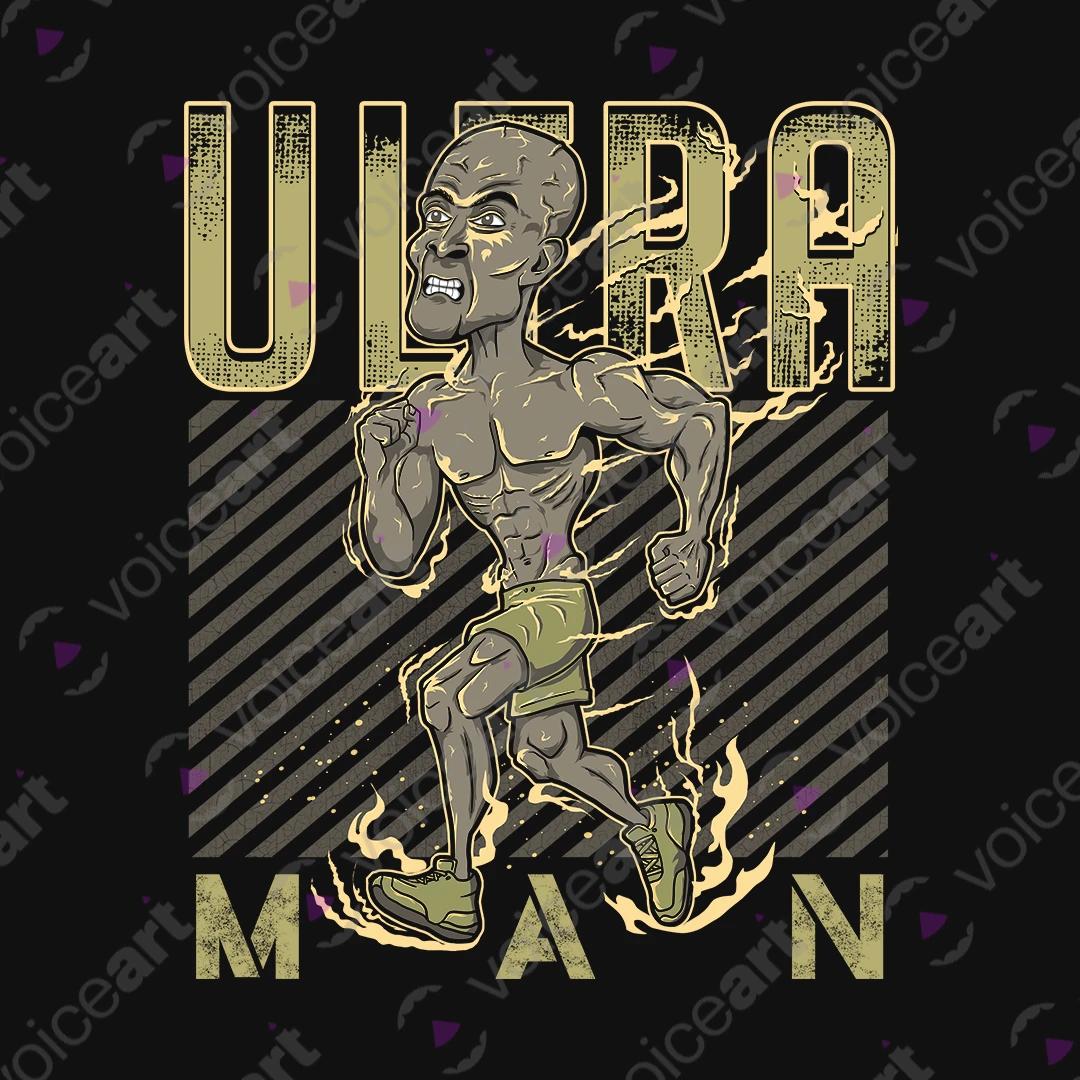 VOICEART Black Watermark Ultra Man Goggins Sports Graphic T-Shirt Premium Design Marathon Runner Mens and Womens Tee