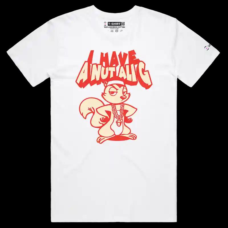 VOICEART White Male Regular Squirrel Nut Ali G Funny Animals T-Shirt Premium Graphic Hip Hop Rapper Parody Tee Play Words
