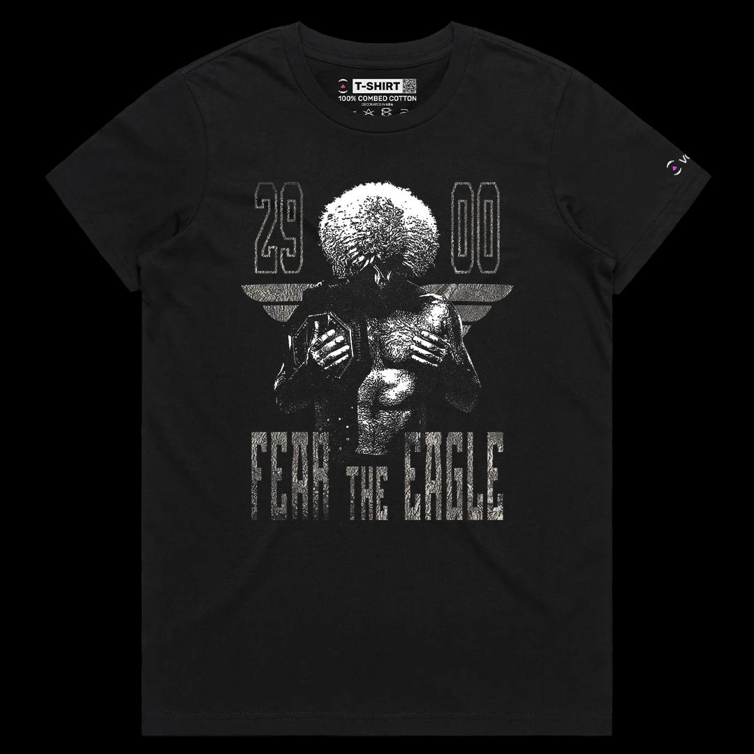 VOICEART Black Female Regular Khabib Fear The Eagle Sports Tee MMA Fans Short Sleeve Combed Cotton T-Shirt for Men and Women