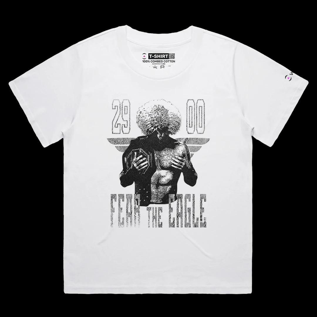VOICEART White Female Loose Khabib Fear The Eagle Sports Tee MMA Fans Short Sleeve Combed Cotton T-Shirt for Men and Women