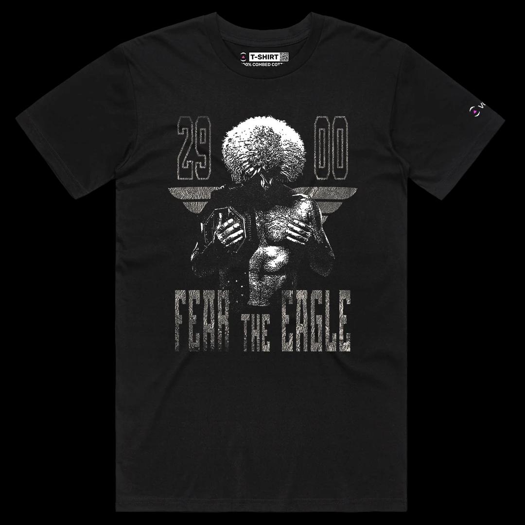 VOICEART Black Male Regular Khabib Fear The Eagle Sports Tee MMA Fans Short Sleeve Combed Cotton T-Shirt for Men and Women