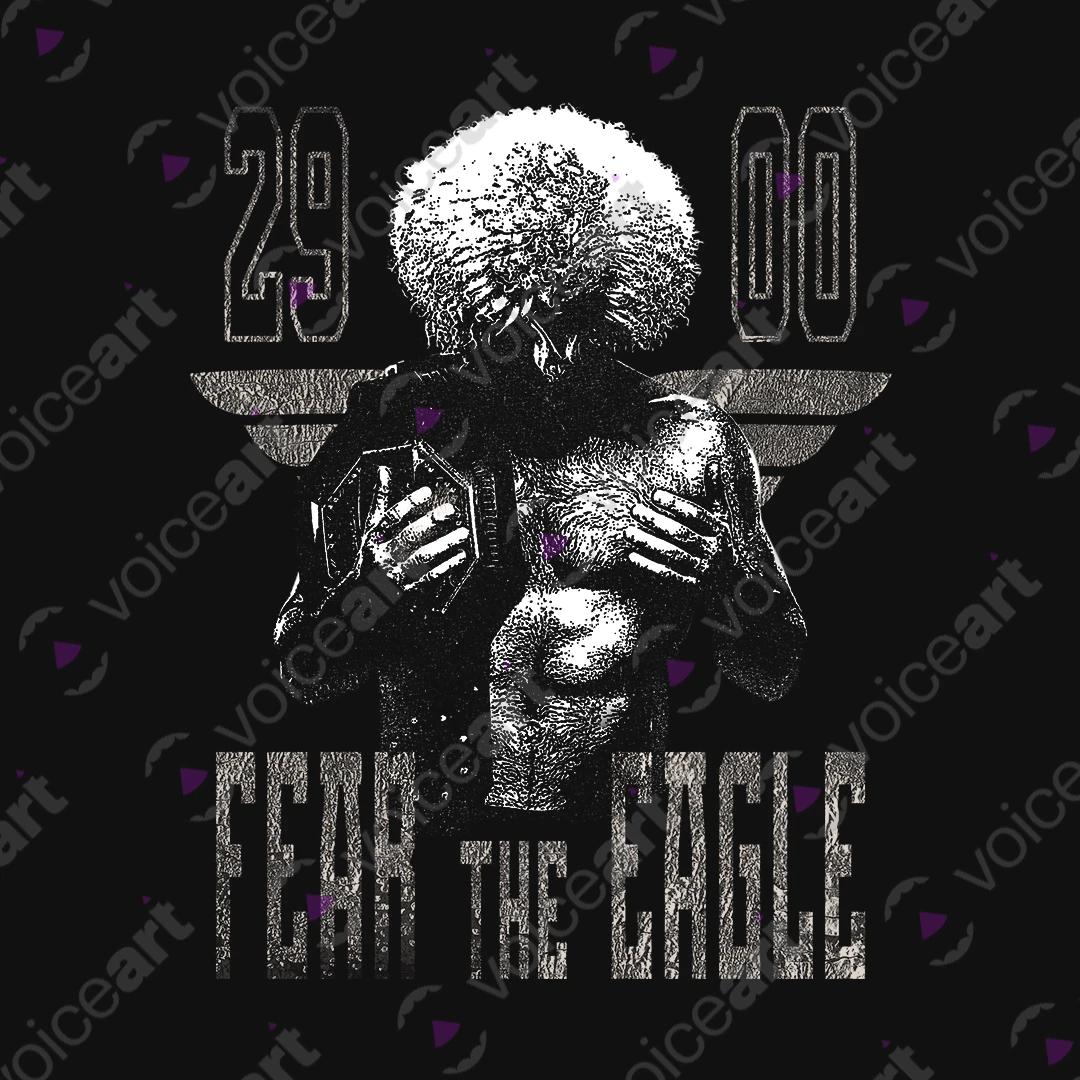 VOICEART Black Watermark Khabib Fear The Eagle Sports Tee MMA Fans Short Sleeve Combed Cotton T-Shirt for Men and Women