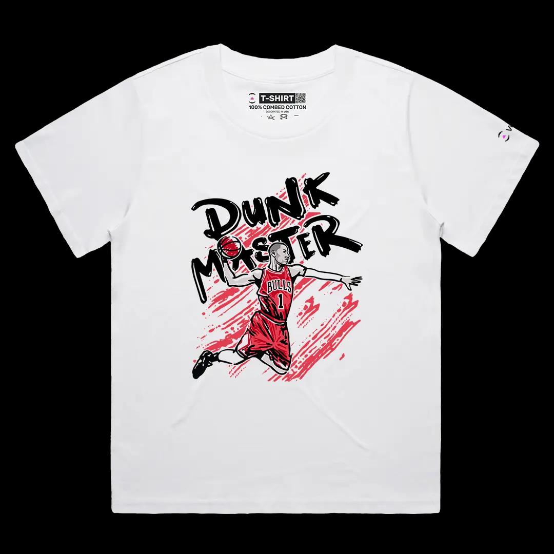VOICEART White Female Loose The Dunk Master Derrick Rose Sports shirt Premium Legend of The Game Tee for Basketball Fans