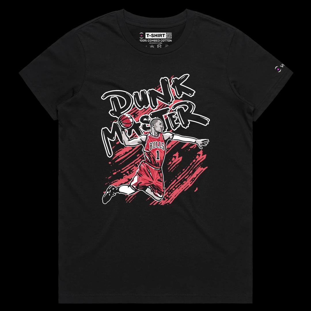 VOICEART Black Female Regular The Dunk Master Derrick Rose Sports shirt Premium Legend of The Game Tee for Basketball Fans