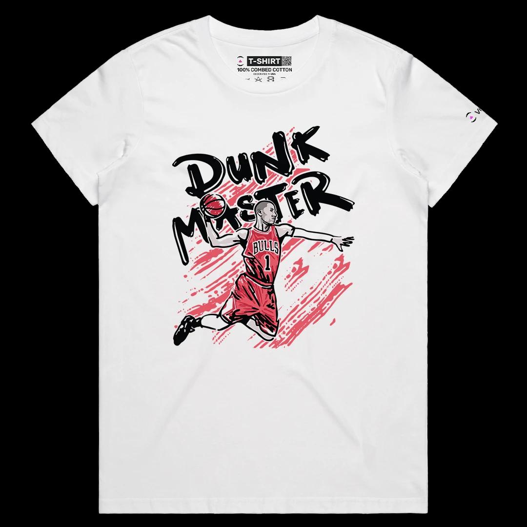 VOICEART White Female Regular The Dunk Master Derrick Rose Sports shirt Premium Legend of The Game Tee for Basketball Fans