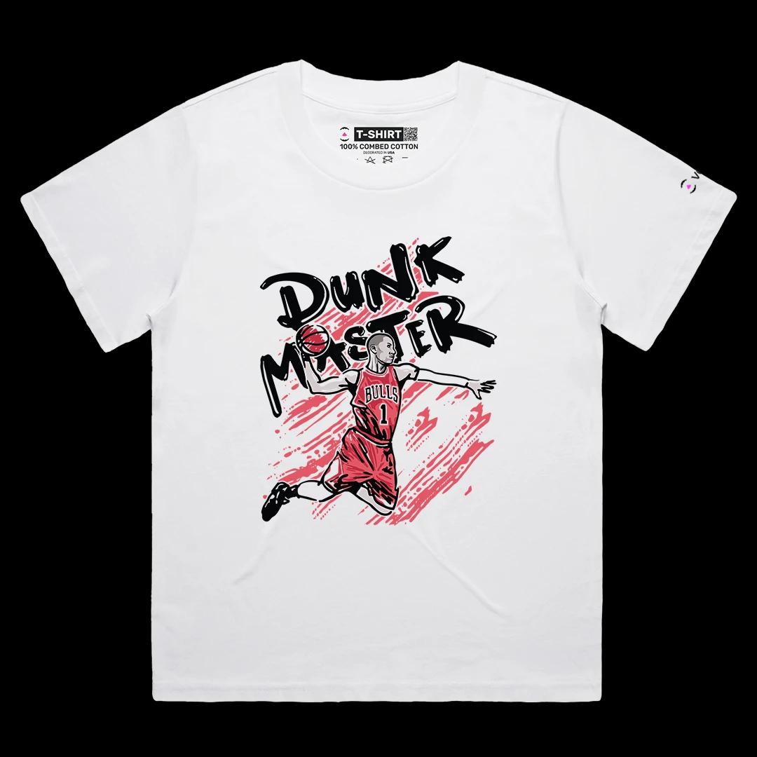 VOICEART White Female Loose The Dunk Master Derrick Rose Sports shirt Premium Legend of The Game Tee for Basketball Fans