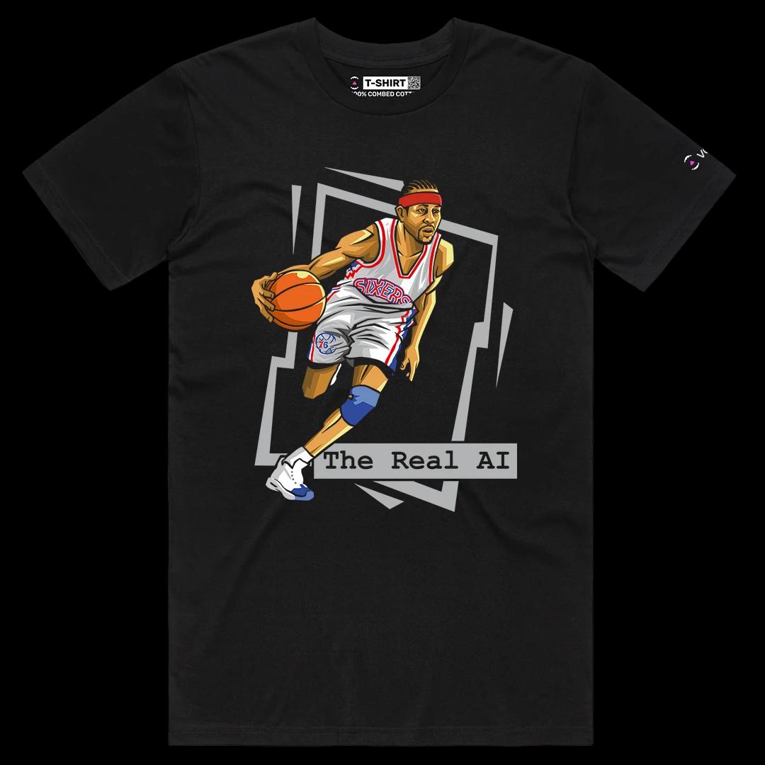 VOICEART Black Male Regular The Real AI Basketball Icon Sports Tee Premium Los Angeles Immortal Superstar Legacy Shirt