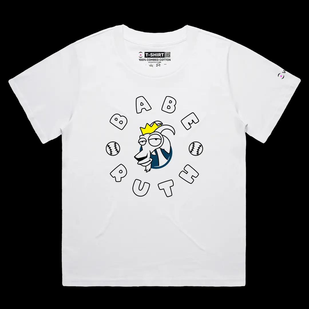 VOICEART White Female Loose Babe Ruth The Goat Sports Tee for Baseball Short Sleeve Combed Cotton TShirt for Men and Women