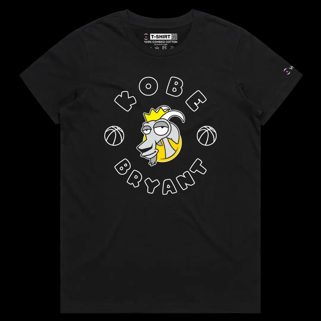 VOICEART Black Female Regular Kobe Bryant The Goat Sports Tee for Basketball Short Sleeve Cotton T-Shirt for Men and Women