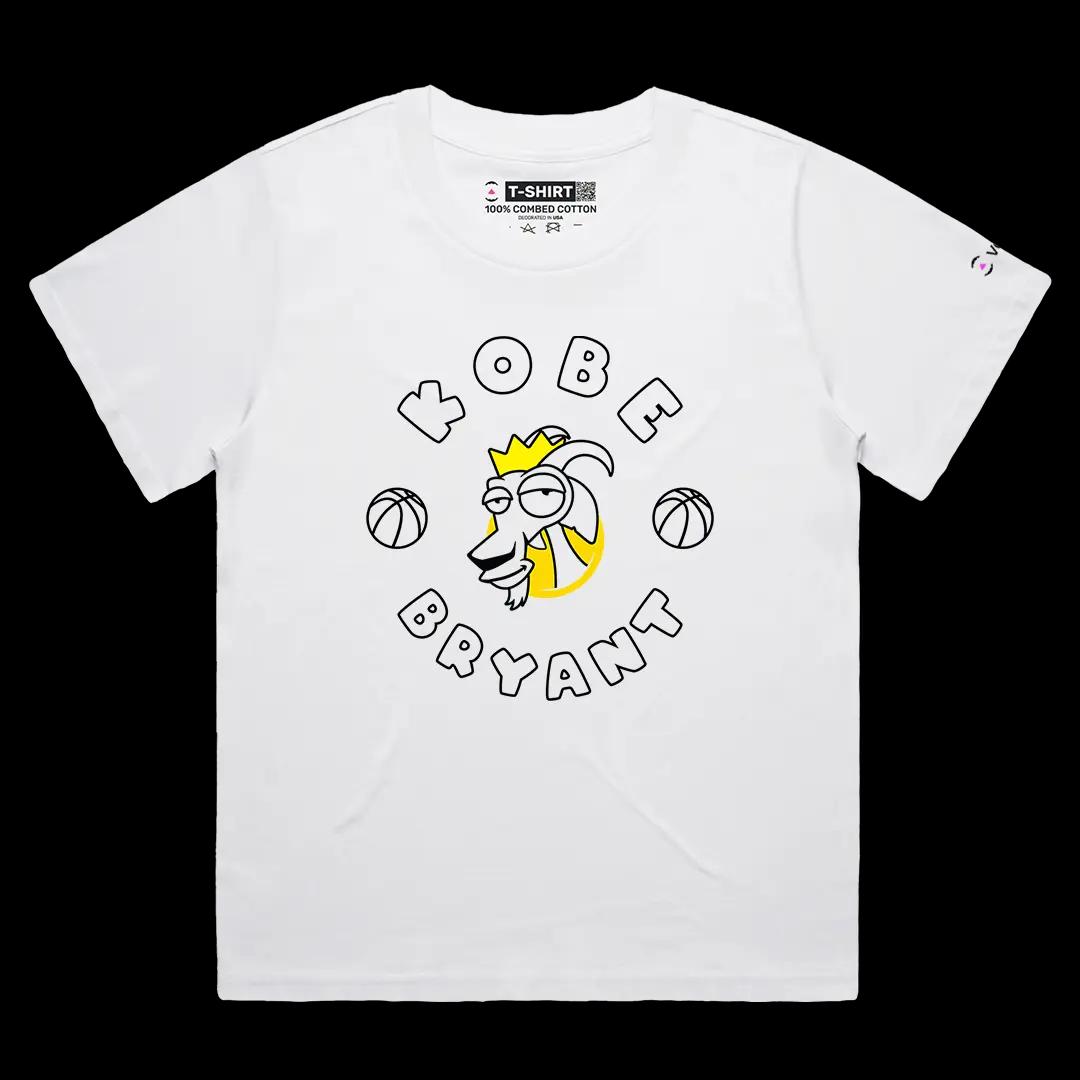 VOICEART White Female Loose Kobe Bryant The Goat Sports Tee for Basketball Short Sleeve Cotton T-Shirt for Men and Women