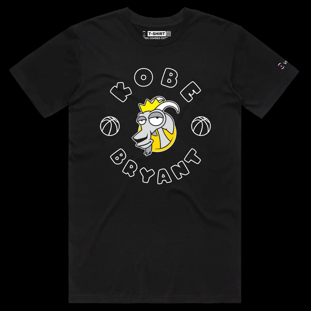 VOICEART Black Male Regular Kobe Bryant The Goat Sports Tee for Basketball Short Sleeve Cotton T-Shirt for Men and Women