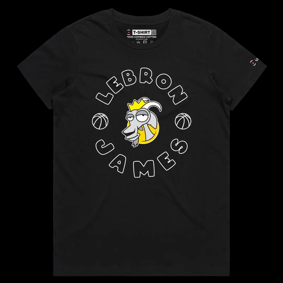 VOICEART Black Female Regular James The GOAT Series Sports Tee for Basketball Short Sleeve Cotton T-Shirt for Men and Women