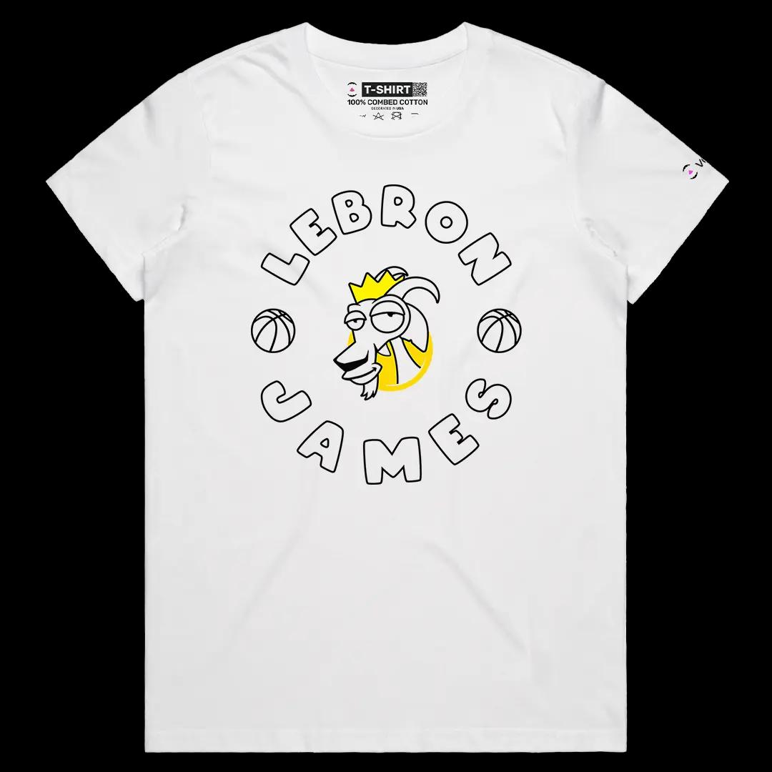 VOICEART White Female Regular James The GOAT Series Sports Tee for Basketball Short Sleeve Cotton T-Shirt for Men and Women