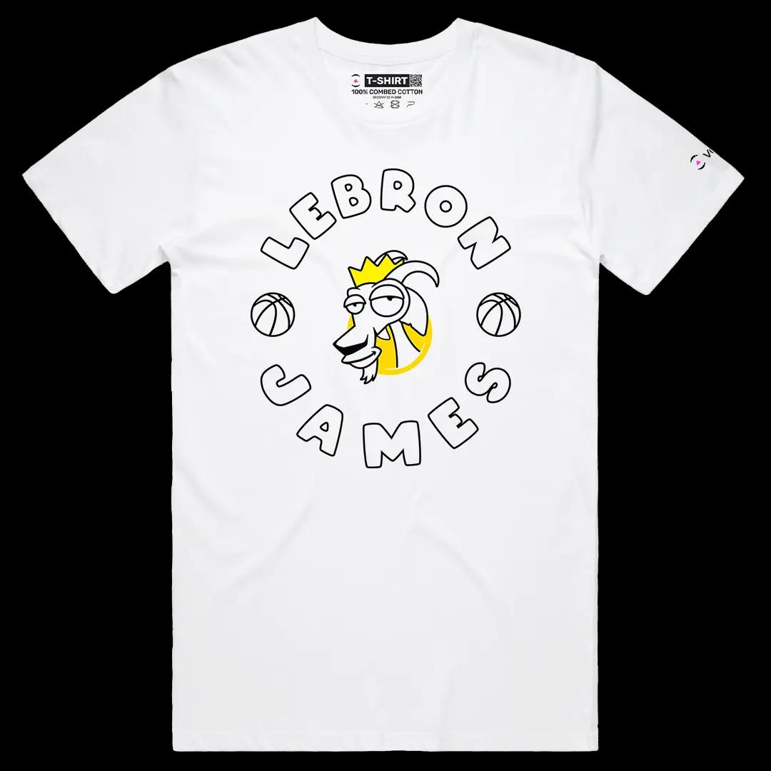 VOICEART White Male Regular James The GOAT Series Sports Tee for Basketball Short Sleeve Cotton T-Shirt for Men and Women
