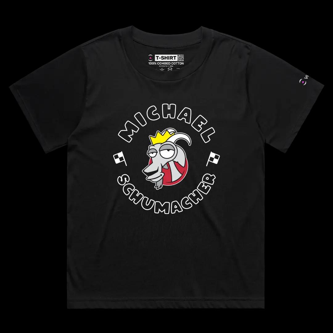 VOICEART Black Female Loose Michael Schumacher Goat Sports Tee Formula Racing Fans Short Sleeve Cotton Shirt Men and Women
