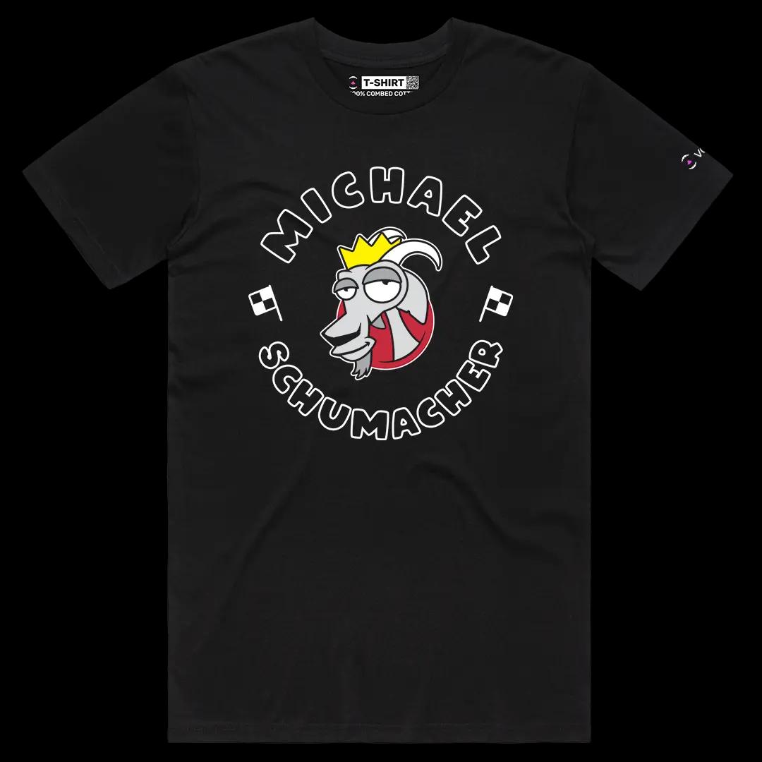 VOICEART Black Male Regular Michael Schumacher Goat Sports Tee Formula Racing Fans Short Sleeve Cotton Shirt Men and Women
