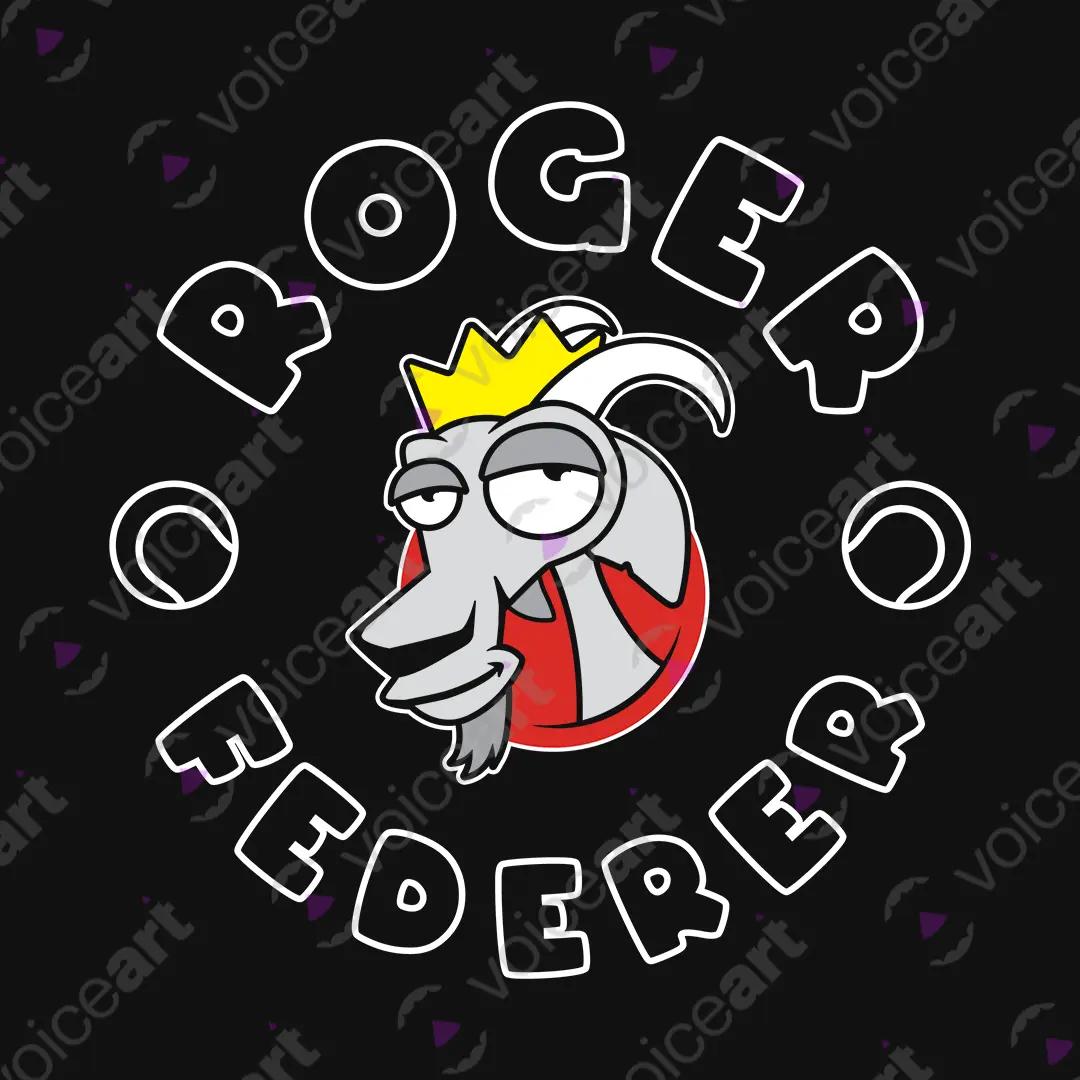 VOICEART Black Watermark Federer The Goat Sports Graphic Tee for Tennis Fans Short Sleeve Combed Cotton TShirt