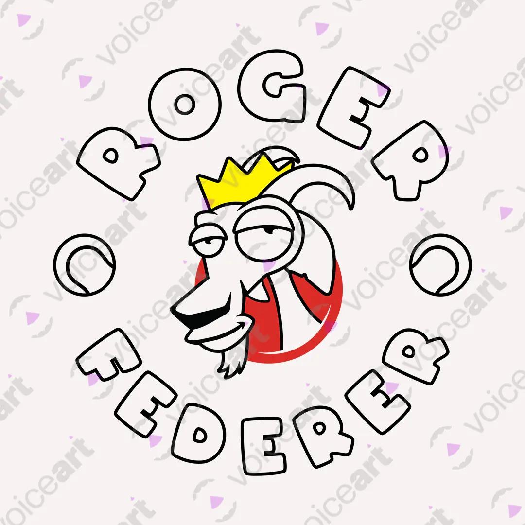 VOICEART White Watermark Federer The Goat Sports Graphic Tee for Tennis Fans Short Sleeve Combed Cotton TShirt