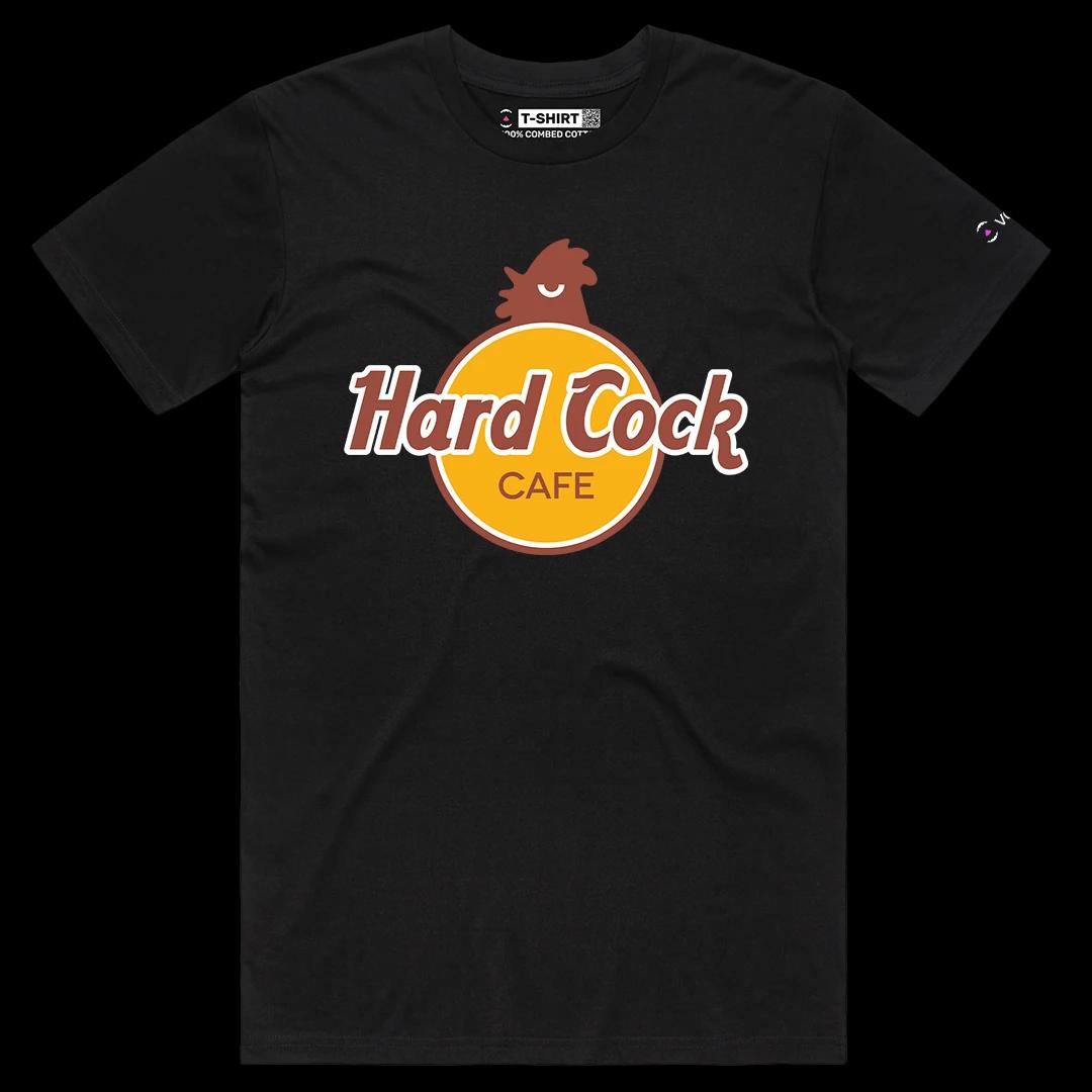 VOICEART Black Male Regular Hard Cock Funny Graphic Meme Tee with Wordplay Joke Short Combed Cotton Shirt for Men and Women