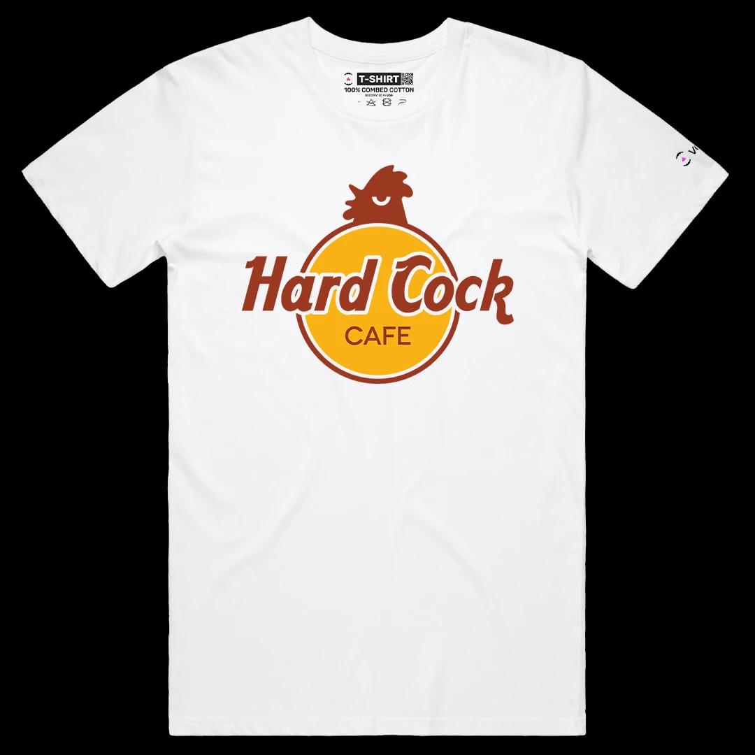 VOICEART White Male Regular Hard Cock Funny Graphic Meme Tee with Wordplay Joke Short Combed Cotton Shirt for Men and Women