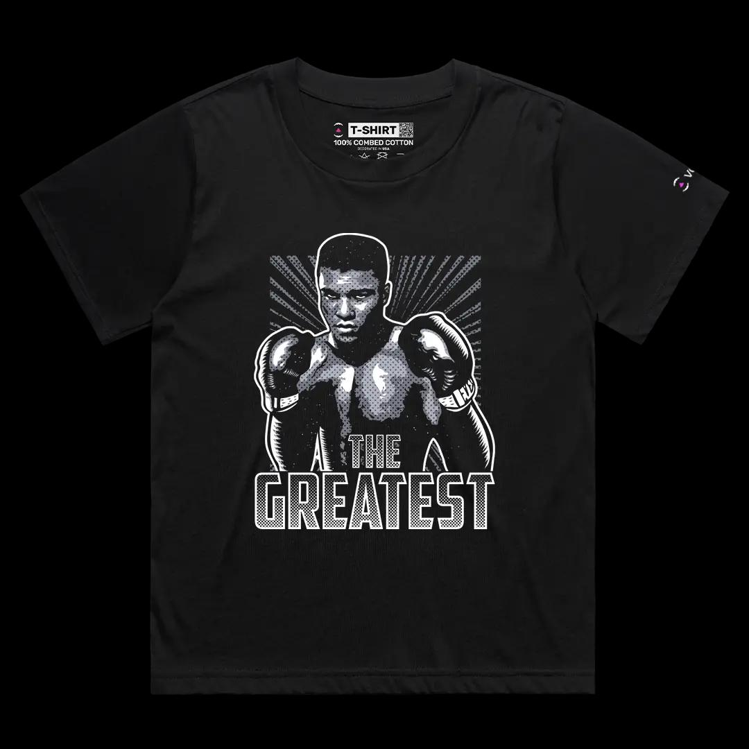VOICEART Black Female Loose Mohammed Ali GOAT Sports Shirt Premium Design Undisputed Fighting Champion Tee for Boxing Fans