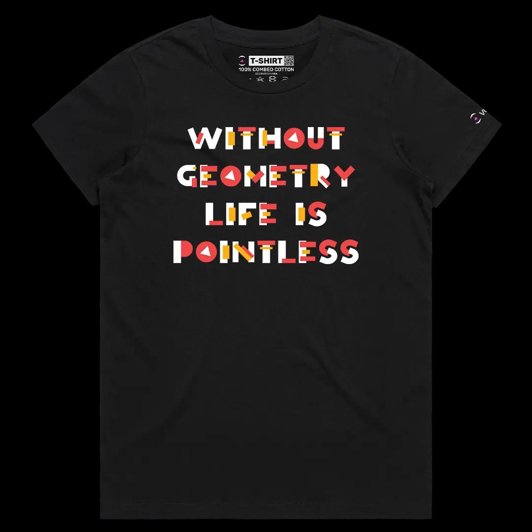 VOICEART Black Female Regular Without Geometry Life Is Pointless Funny Tee with a Joke Short Cotton TShirt for Men and Women