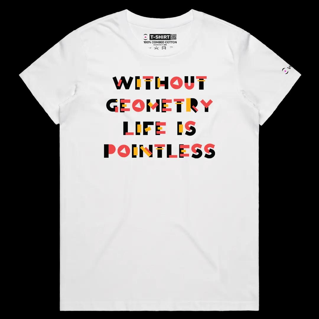 VOICEART White Female Regular Without Geometry Life Is Pointless Funny Tee with a Joke Short Cotton TShirt for Men and Women