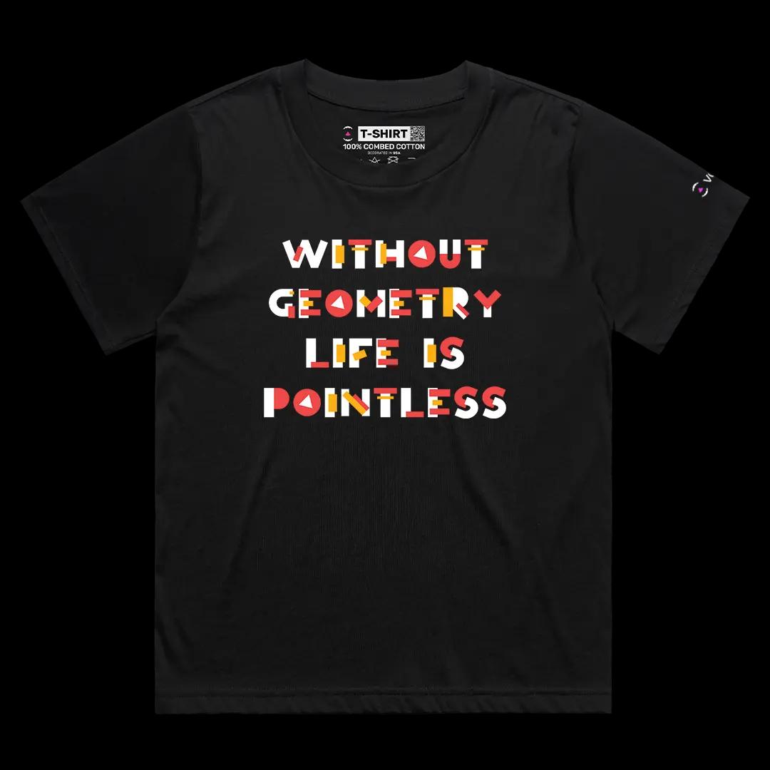 VOICEART Black Female Loose Without Geometry Life Is Pointless Funny Tee with a Joke Short Cotton TShirt for Men and Women