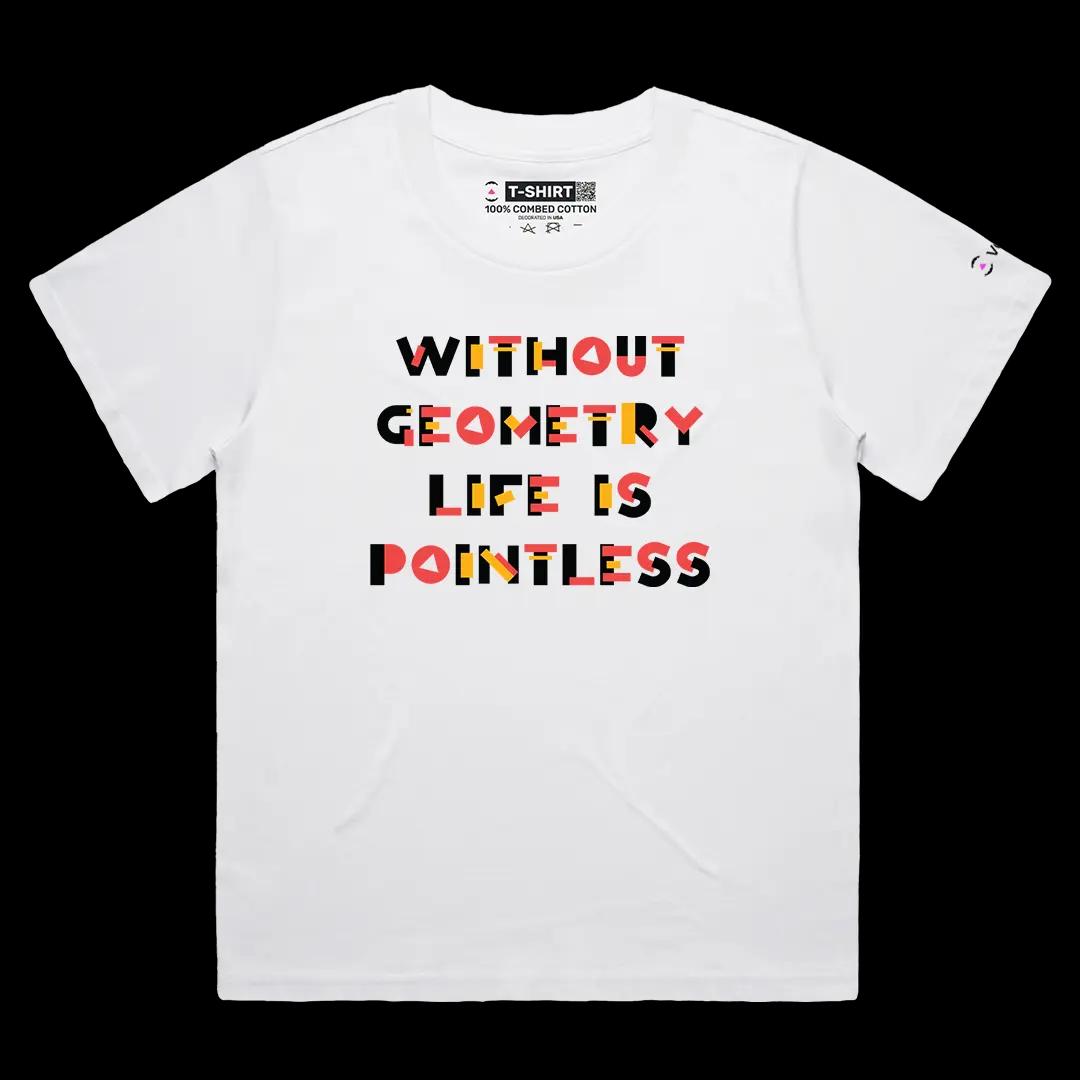 VOICEART White Female Loose Without Geometry Life Is Pointless Funny Tee with a Joke Short Cotton TShirt for Men and Women