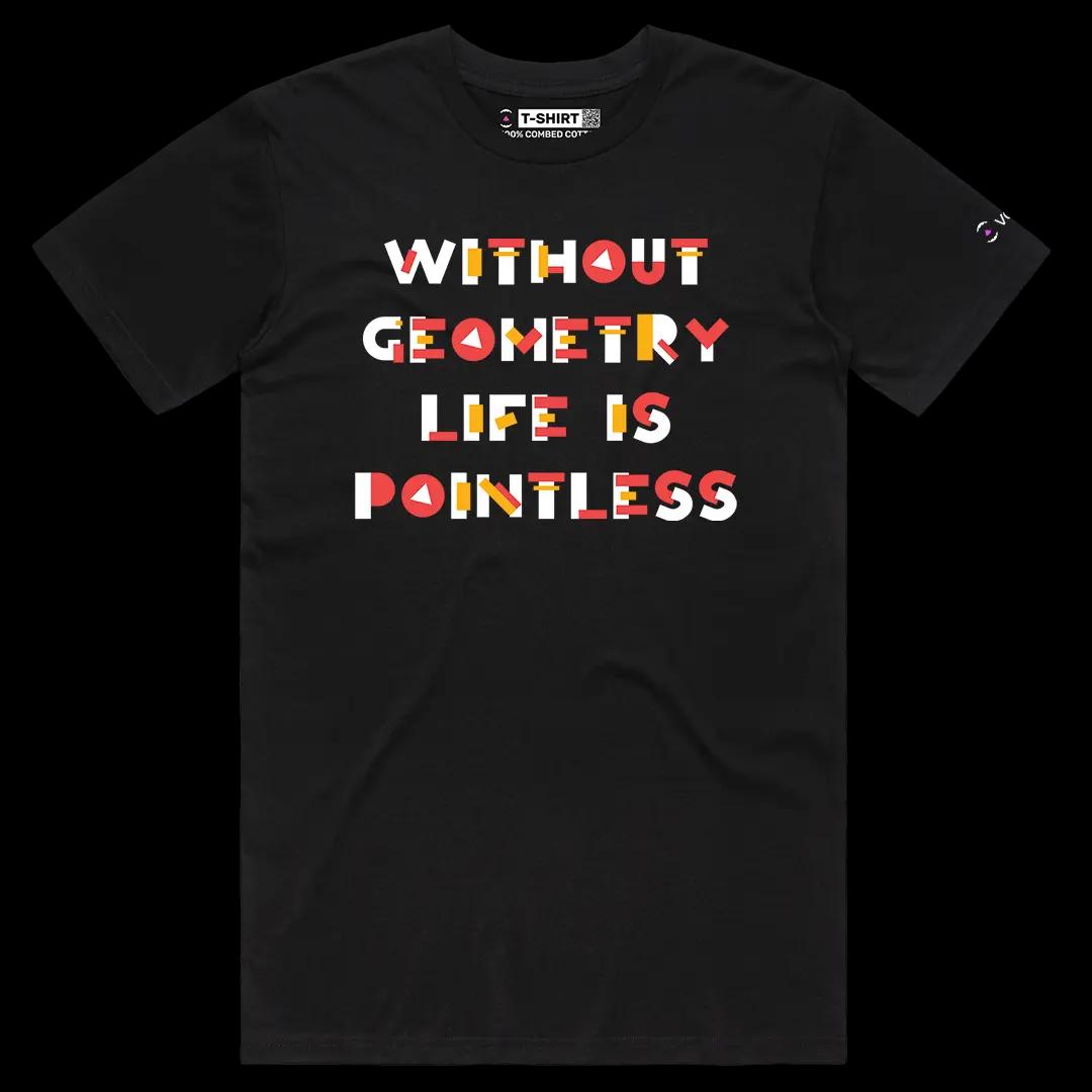VOICEART Black Male Regular Without Geometry Life Is Pointless Funny Tee with a Joke Short Cotton TShirt for Men and Women