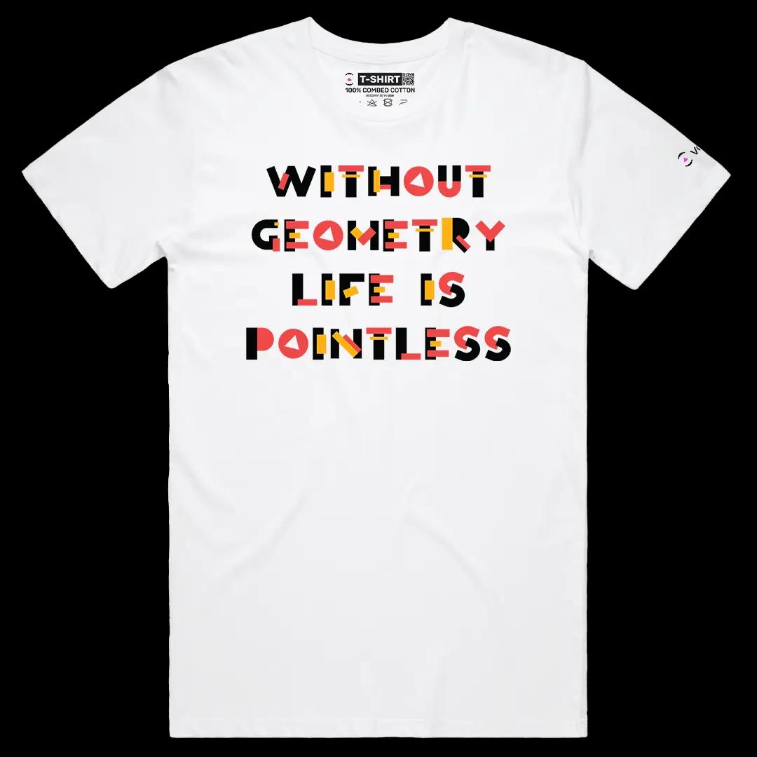 VOICEART White Male Regular Without Geometry Life Is Pointless Funny Tee with a Joke Short Cotton TShirt for Men and Women