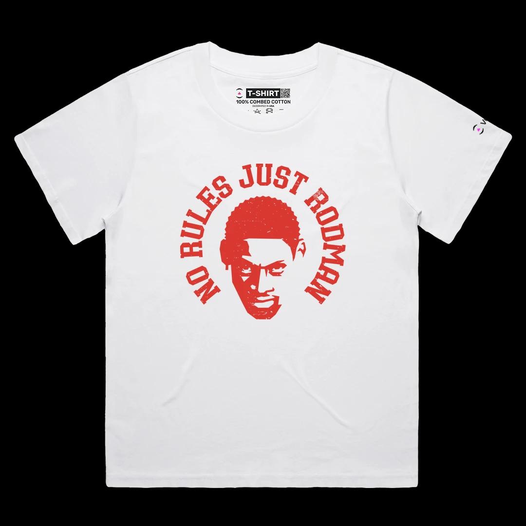 VOICEART White Female Loose Dennis Rodman The Worm Sports Graphic T-Shirt Legend of The Game Tee for Basketball Fans